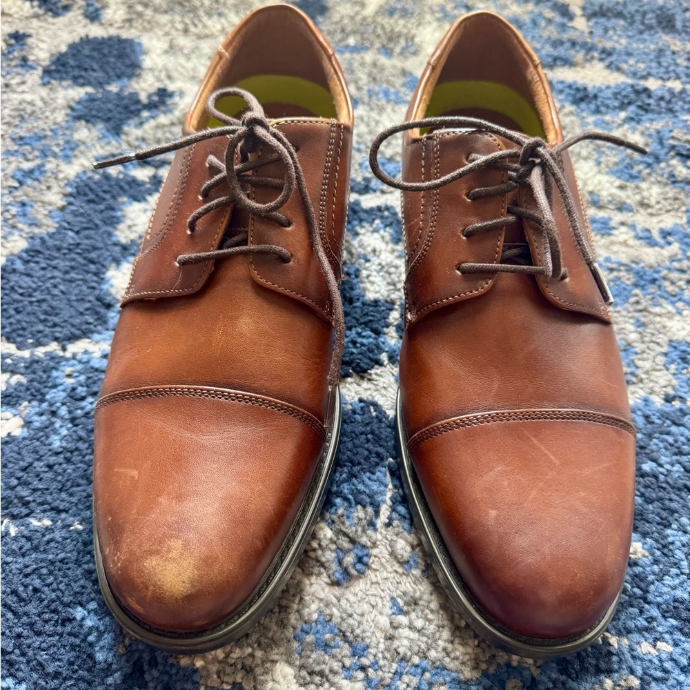 Florsheim Men's Chestnut Brown Leather Cap-Toe Oxfords 7.5 size